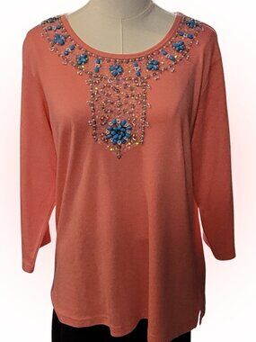 Y2K MCBLING EMBELLISHED WOMEN'S BLOUSE EUC L